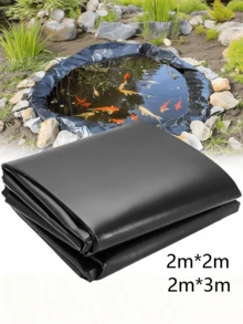 1pc PVC Heavy Duty Waterproof Pool Liner 2m X 2m, 2m X 3m, Black Pond Liner, Heavy Duty Sealing Membrane, Pond Membrane, Swimming Pool Membrane, Garden Pond Tarpaulin, Multipurpose Black Plastic Film For Fish Ponds, Fountains, Water Gardens And Waterfalls - Black - View 2
