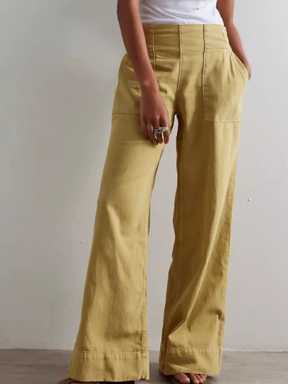 Women's Baggy, Loose-Fitting Denim Pants With  And Relaxed Style – Casual Solid Cargo Trousers