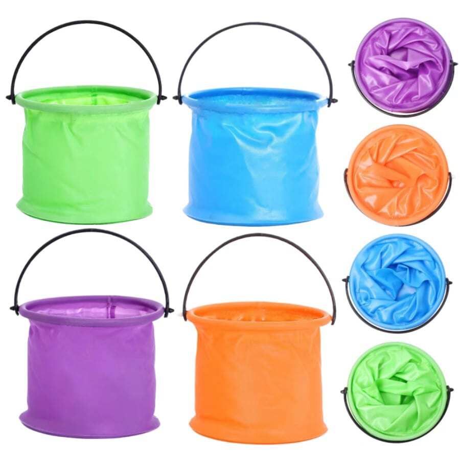 1/10PCS Mini Folding Beach Bucket Portable Multifunctional Plastic Bucket Fishing Bucket Water Bucket For Beach Trip Outdoor Garden Party Camping Picnic Fishing And Trekking
