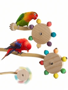 1 pieza Soporte giratorio con palo para loro, barra de soporte de jaula de pájaro juguete de rompecabezas, suministros inteligentes para pájaros, accesorio de jaula, juguete para loro (todos los colores de los accesorios son aleatorios) - Multicolor - Ver 3