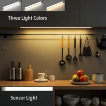 1pc Rechargeable Cabinet Light, Motion Sensor Light, USB Rechargeable LED Night Light, Three Light Colors Adjustable Cabinet Light, Wireless Magnetic Mounting Wall Lamp For Cabinet Kitchen Wardrobe Hallway Bedside - Upgrade - View 3