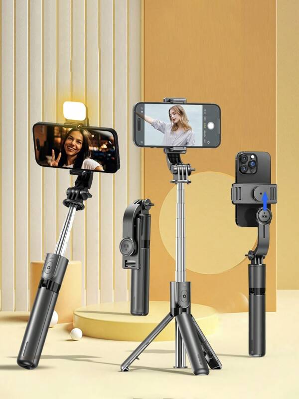 Bastone per selfie portatile, bastone per selfie retraibile con telecomando senza fili e treppiede, leggero e compatto, compatibile con 15 14 13 12 Pro Xs Max X 8Plus, Android, GoPro