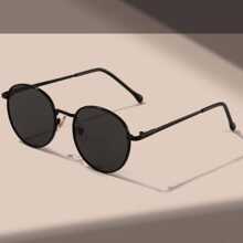 1pc Metal Frame Round Fashion Glasses, Fashionable Beach Eyewear Suitable For Outdoor Street Shades Accessories For Summer Beach Vacation,Outdoor,Travel Back To School Fashionable Preppy School Look