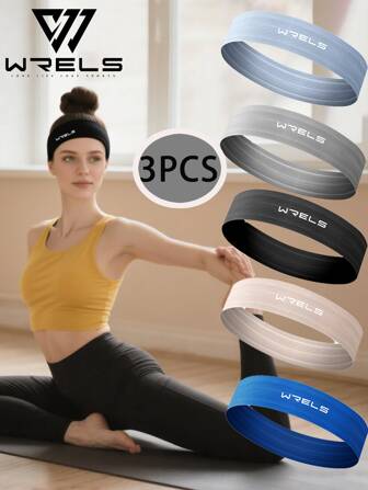  3pcs WRELS Elastic Sweat-Wicking Knit Sports Headbands - Ultra-Lightweight, Breathable & Quick-Drying Non-Slip Headband,Football Headband,Football Headband,Cycling Headband,Women's Sports Headband,Basketball Headband,Basketball Headband