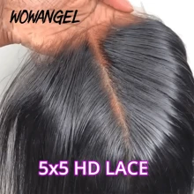 WOWANGEL 6x6 True HD Lace Closure Brazilian Human Hair Straight Hair Invisible Melt Skins Pre Plucked Real HD Lace Frontal Closure Only Virgin Hair For Women