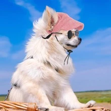 1 Stück Hund Sonnenhut mit Ohrlöchern, Hund Katze Sonnenbrille mit rutschfestem Silikonband Baseball Kappe verstellbar Welpen Sonnenschutzkappe Kopfbedeckung Sonnenhut für Welpen Hunde Katzen Sommer Outdoor