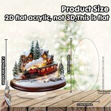 2D Flat, 1pc Acrylic Desktop Decor Bohemian Style Christmas Train & Christmas Tree Desktop Sign - Seasonal Train Theme Decoration, Suitable For Home And Office, Christmas, New Year Home, Party Decor, Thanksgiving, Christmas Gift (Full Product Display Video Included, Recommended To Watch First)
