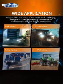 GLANBERT 2 piezas Foco LED de motocicleta modificado Faro bicolor de haz alto/bajo Luz de trabajo para automóviles de tres lentes Foco LED de luz amarilla y blanca