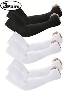 2 Pairs Women Lightweight UV Protection Anti-Mosquito Arm Sleeves, Casual For Party, Outdoor, Cycling - Black - View 4