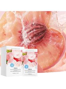 5/10片装 蜜桃烟酰胺焕肤面膜，精选蜜桃提取物，蕴含维生素，改善血液循环，紧致保湿，清洁补水面膜，令肌肤水润嫩滑有弹性，提升肌肤水分活力，调节水油，修复暗沉肌肤，深层修复面膜，男女适用，适合所有肤质 - 彩色 - 查看 2