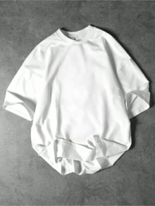 男士休闲涂鸦品牌印花短袖T恤，夏季 - 白色 - 查看 2