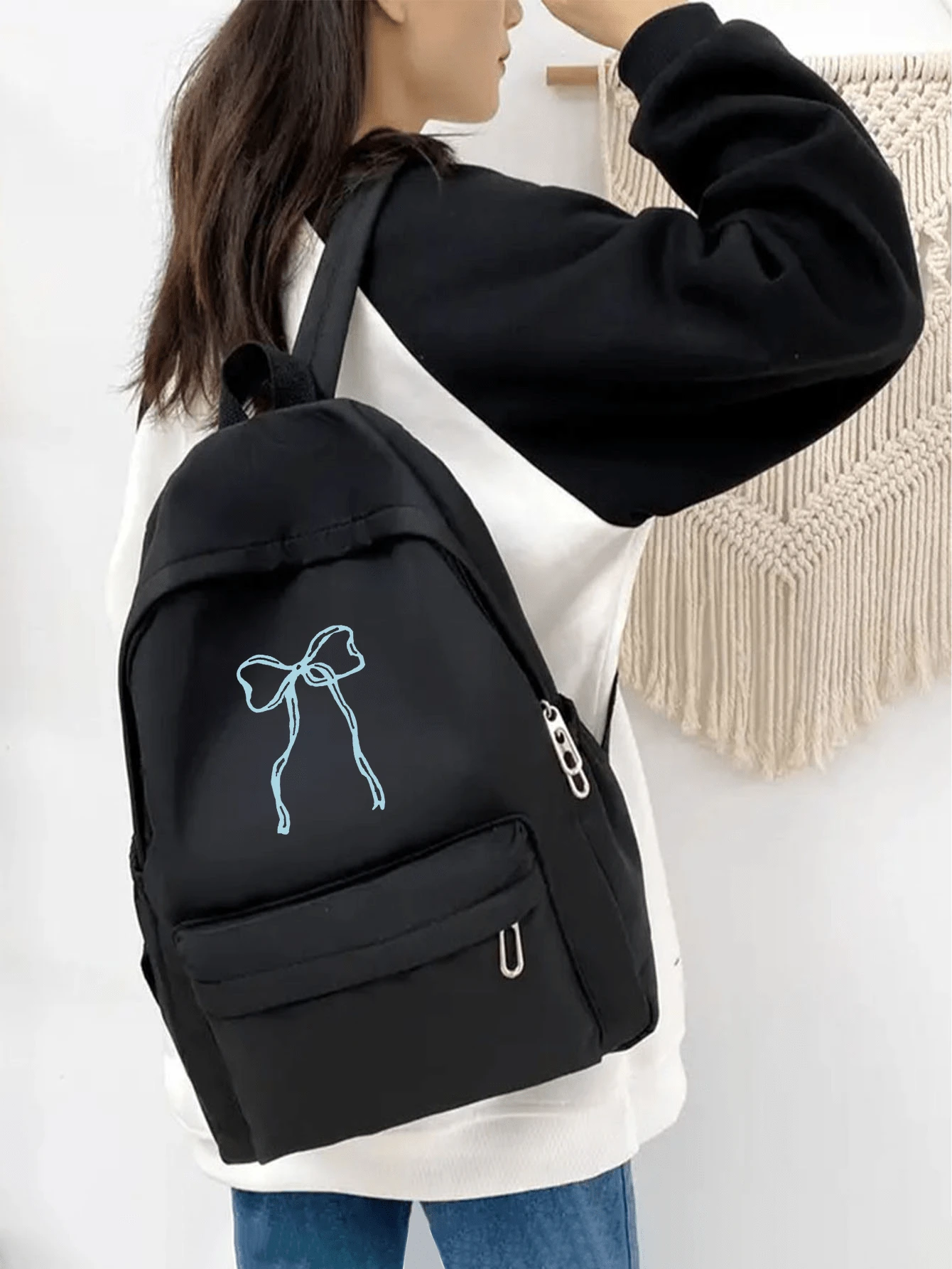 Butterfly Print Backpack, Fashionable And Versatile Casual Sports Shoulder Bag,Large-Capacity Student Backpack,Suitable For Girls, To Go Back To School, Travel And Leisure, Solid Color Classic Backpack, Suitable For Daily Use, School And Commuting Butterfly Print Student Backpack, Kawaii College Style Schoolbag, Fashionable And Practical School Bag, Must-Have For Postmen