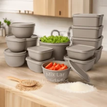 Kit With 15 Airtight Plastic Jars For The Kitchen - Màu be - Xem 4