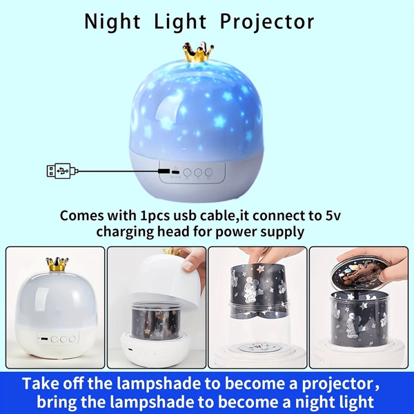 1 pezzo Luce notturna proiettore corona fantasy + 21 modelli cinematografici, proiettore cielo stellato rotante a 360° regolabile, luce per atmosfera da camera da letto, regalo per compleanni, Natale, decorazione per la stanza e regali per Natale, Ognissanti, compleanni