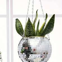 [Dyskoteka Kula Wisząca] Okrągła Szklana Doniczka Z Metalowym Łańcuchem I Drewnianym Pierścieniem, Geometryczne Lustro Wiszące Dyskoteka Kula, Wielofunkcyjne Przechowywanie Do Użytku Wewnątrz I Na Zewnątrz Prezenty Urodziny Ukończenie Szkoły Ręcznie Robione Lustro Szklane Powierzchnia Rzemiosła, Nadaje Się Do Ogrodu Zewnętrznego, Biura, Domu, Dekoracyjnego Rzemiosła