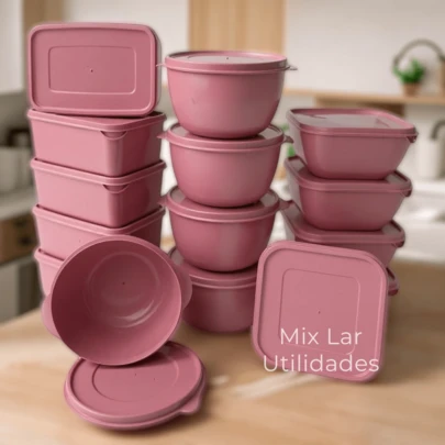 Jogo 15 Potes Herméticos 1 Litro para Cozinha Organizada