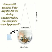 [Dyskoteka Kula Wisząca] Okrągła Szklana Doniczka Z Metalowym Łańcuchem I Drewnianym Pierścieniem, Geometryczne Lustro Wiszące Dyskoteka Kula, Wielofunkcyjne Przechowywanie Do Użytku Wewnątrz I Na Zewnątrz Prezenty Urodziny Ukończenie Szkoły Ręcznie Robione Lustro Szklane Powierzchnia Rzemiosła, Nadaje Się Do Ogrodu Zewnętrznego, Biura, Domu, Dekoracyjnego Rzemiosła