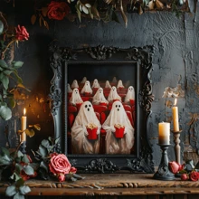 1 pezzo Fantasmi al cinema, cartellone stile Cottagecore, stampa artistica da parete in stile gotico e vintage, decorazione dark academia, decorazione per Ognissanti, pittura gotica vittoriana, cartellone di Ognissanti | con cornice o senza cornice, decorazione per la stanza, decorazione per la casa, decorazione per appartamenti di studenti, regali per decorare pareti in hotel, casa, soggiorno, camera da letto, bagno e ufficio