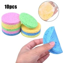 10 piezas de esponjas naturales de fibra vegetal, almohadillas reutilizables redondas para lavado facial, salón de belleza SPA masaje, herramienta de limpieza para eliminación de maquillaje, 5 colores mezclados, excelente regalo de verano