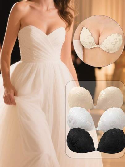 1pc Elegant Strapless & Seamless Push-Up Bra - Invisible, Soft Support Lingerie For Women