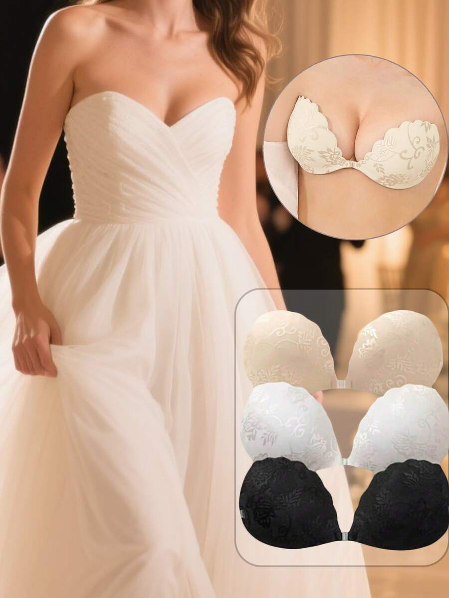 1pc Elegant Strapless & Seamless Push-Up Bra - Invisible, Soft Support Lingerie For Women - Multicolor - View 1