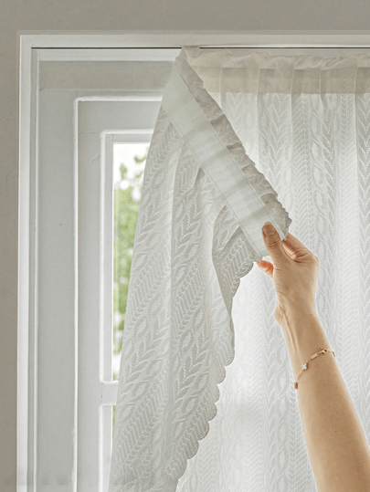 1pc Mirror Sheer Curtain, Easy Self-Adhesive Installation With Hook And Loop, No Drill