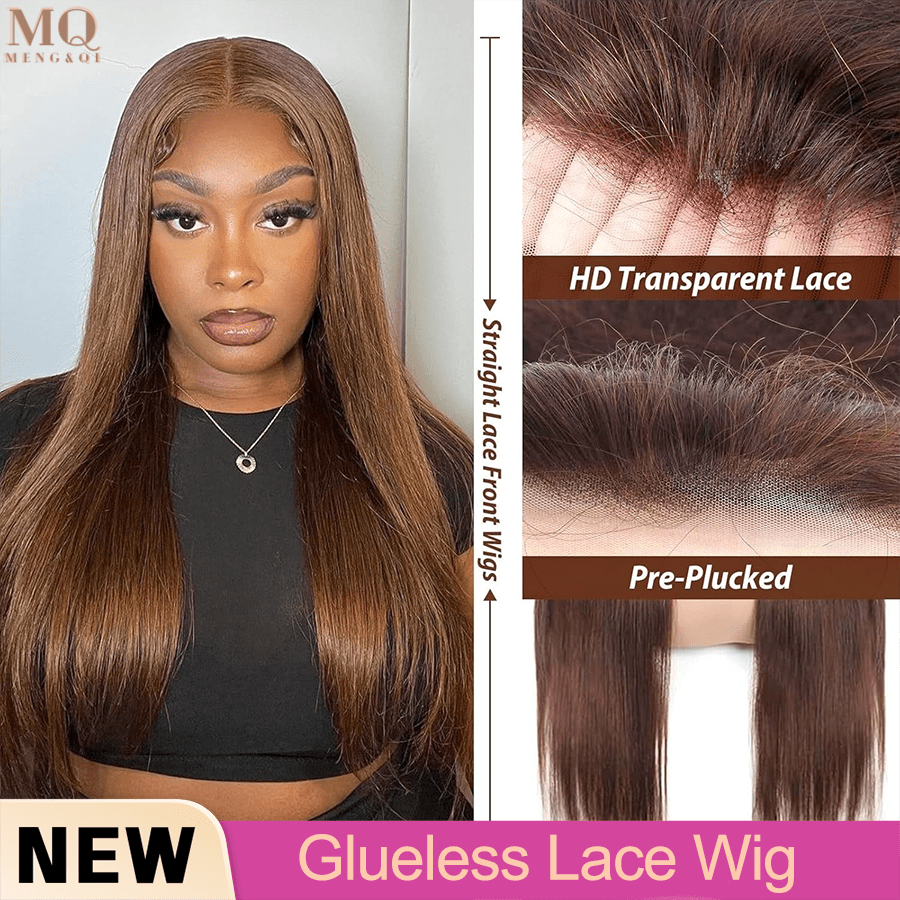 Perruque en cheveux humains de 34 pouces [200 densité] Perruque en cheveux humains droite sans colle 5x5 avec fermeture en dentelle transparente HD préplucked et précoupe 5X5. Mélange de blond miel P4/27 avec des cheveux bébé pour femmes