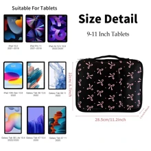 Bow-Knot Bow Pattern Tablet Sleeve Case / IPad Carrying Case Compatible With Ipad , Kindle , Compatible With Samsung Galaxy And Android Tablets , Waterproof With Handle And Front Pocket, Pu Leather (Black)