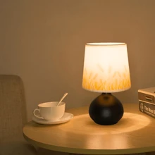 1 pieza Lámpara de escritorio de estilo nórdico retro con base de metal, pantalla de tela y cable USB - Luz cálida ajustable con control de interruptor, apta para dormitorio, estudio, oficina, mesita de noche y talla grande