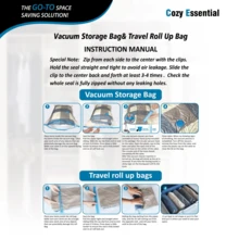 2/5 件便携式 PE 旅行收纳袋、大容量压缩袋、可重复使用真空袋、可折叠收纳袋、印花行李袋、防尘包装袋、防潮防蛀、节省空间，适用于存放衣物、床上用品、衬衫、卧室、衣柜、浴室、户外装备 - 彩色 - 查看 4