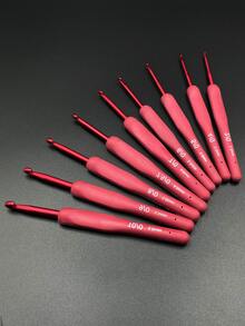 1pc Soft Handle Crochet Hook Set, 2.0-6.0mm, DIY Handcraft Knitting Tool, Aluminum Oxide Crochet Hooks With Silicone Anti-Slip Grip - Burgundy - View 1