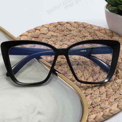 1 pezzo Occhiali da donna con montatura quadrata grande, casual, minimalisti, traslucidi, versatili, per computer, lettura, stile preppy, adatti per il ritorno a scuola, con motivo a rettangolo