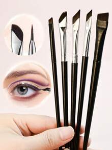 YISE 7-Piece Eye Makeup Brush Set, Including Slanted Eyeliner Brush, Pointed Eyeliner Brush And Eyebrow Brush, Ideal For Eyebrows, Eyeliner And Eye Shadow To Create Enchanting Eye Makeup,Eyebrow Brush,Eyeshadow Brush,Spoolie,Spoolie Brush - Black - View 7
