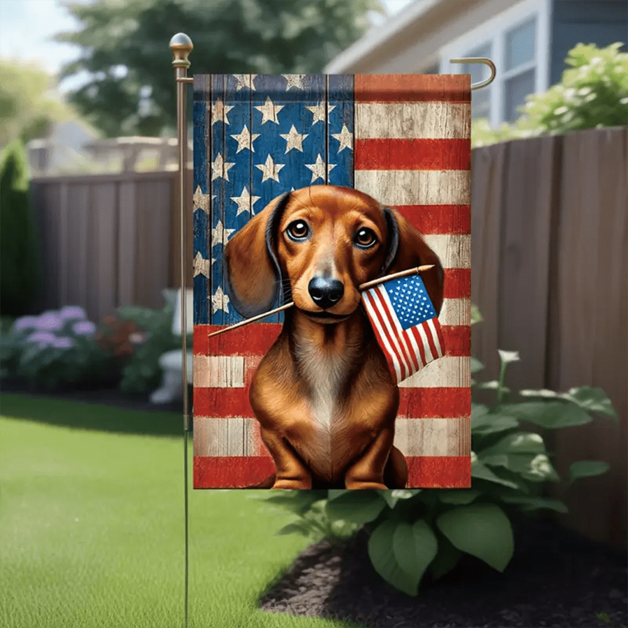 1 Peça Bandeira de Jardim Patriótica e Vibrante do 4 de Julho - Dupla Face, Bandeira de Poliéster Durável, Perfeita para Decoração de Quintal Externo, 12x18 pol., Sem Mastro de Bandeira Incluído, Bandeiras de Jardim para Uso Externo