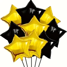 20 Peças Balões Estrela Preto e Dourado 18 Polegadas, Balões de Folha Dourados e Pretos em Forma de Estrela Pentagonal, Balões de Hélio para Festa de Aniversário, Formatura, Halloween, Desenho Animado para Decoração