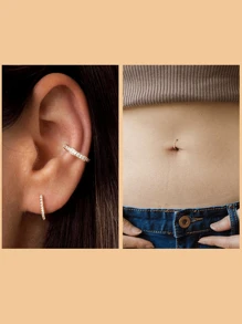 1 件 20G 吊坠鼻环女式不锈钢鼻穿孔饰品软骨耳环 CZ 花朵领结水滴十字耳屏耳轮唇穿孔，银金吊坠鼻环吊坠鼻穿孔首饰套装可爱鼻环耳环吊坠软骨耳环女士时尚配饰