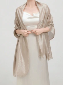 1pc Fashionable & Elegant Champagne-Color Gold Thread Party Scarf For Dress