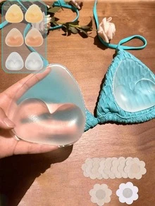 1/2 对可重复使用的硅胶胸垫 - 隐形聚拢垫，适用于泳装和内衣，柔软加厚增强垫，可自然提升胸部，非常适合比基尼、连衣裙和露背装 - 彩色 - 查看 2