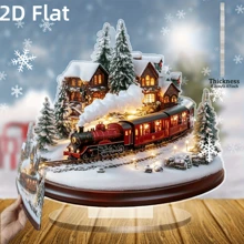 2D Flat, 1pc Acrylic Desktop Decor Bohemian Style Christmas Train & Christmas Tree Desktop Sign - Seasonal Train Theme Decoration, Suitable For Home And Office, Christmas, New Year Home, Party Decor, Thanksgiving, Christmas Gift (Full Product Display Video Included, Recommended To Watch First)