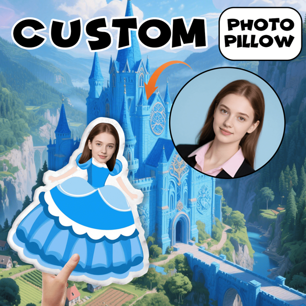 Personalized Blue Princess Dress Pillow, Customized Body Pillow, Upload Customized Pictures, Personalized And Fun. Suitable For Father's Day, Mother's Day, Halloween, Christmas, Christmas Eve, Valentine's Day, Birthday, Personality Day, Soldier's Day, Thanksgiving, Easter, April Fool's Day, Carnival, Ramadan, Eid Al Fitr, Eid Al Adha, And National Day.
