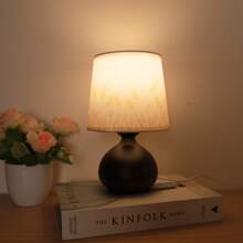 1 pieza Lámpara de escritorio de estilo nórdico retro con base de metal, pantalla de tela y cable USB - Luz cálida ajustable con control de interruptor, apta para dormitorio, estudio, oficina, mesita de noche y talla grande