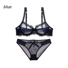 PockPei Logirlve New Fashion Lingerie Set Women Bras C D Cup Plus Size Underwear Set Sexy Black Transparent Bra And Panties Sets Lace - White_Brown - 查看 3