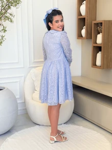 Vestido Midi Juvenil Adolescente para Festa de Renda Moda Evangélica Nacional