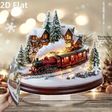 2D Flat, 1pc Acrylic Desktop Decor Bohemian Style Christmas Train & Christmas Tree Desktop Sign - Seasonal Train Theme Decoration, Suitable For Home And Office, Christmas, New Year Home, Party Decor, Thanksgiving, Christmas Gift (Full Product Display Video Included, Recommended To Watch First)