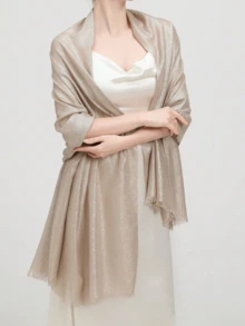 1pc Fashionable & Elegant Champagne-Color Gold Thread Party Scarf For Dress