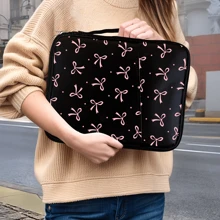 Bow-Knot Bow Pattern Tablet Sleeve Case / IPad Carrying Case Compatible With Ipad , Kindle , Compatible With Samsung Galaxy And Android Tablets , Waterproof With Handle And Front Pocket, Pu Leather (Black)