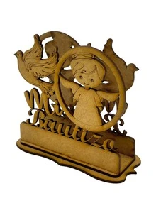 12 Servilleteros MDF para Decoración de Bautizo – Diseño Elegante - Marrón - Ver 4