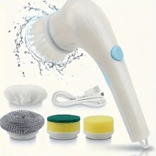 A Set Of Rechargeable Electric Cleaning Brushes With 5 Brush Heads - A Multifunctional Handheld Brush With USB Charging, Suitable For Household Cleaning Tools In Bathrooms, Kitchens, Bedrooms, Living Rooms, And Toilets