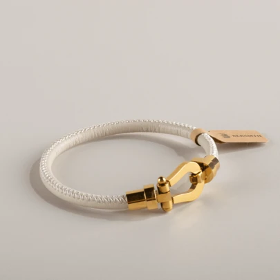  Pulsera de estilo de cuero para mujer BLKSMTH, pulsera de regalo de moda, color blanco
