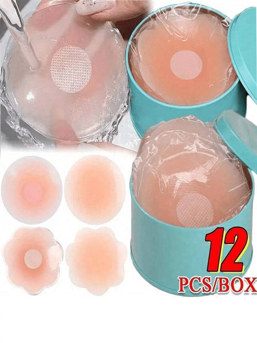 12pcs Reusable Silicone Nipple Covers With Adhesive Pads - Perfect For Invisible Bras And Pasties - Hand Washable(2/6/12pcs) - Multicolor - View 1